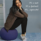 Urban Lifestyle Round Knit Pouf - Hand Woven Cotton, Navy - color: Indigo/Navy