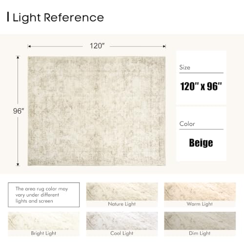 9x12 Area Rugs for Living Room, Machine Washable Rugs, Vintage Non Slip Rug, Faded Style Carpet Stain Resistant, Low Pile Boho Retro Large Rugs for Bedroom Dining Room Indoor Home Office-Beige 9'x12' - color: Beige, size: 9' x 12' (Rectangular)