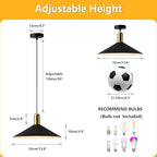KCO Lighting Farmhouse Matte Black Barn Pendant Light 1-Light Mid Century Dome Pendant Lighting Industrial Cone Hanging Light Single Kitchen Island Light Fixture for Dining Room (Black) - color: Black