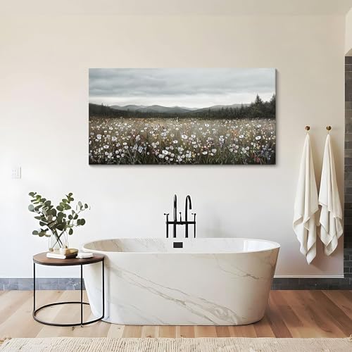 HGUAOA Vintage Framed Floral Landscape Wall Art for Living Room - Large Nature Artwork Above Bed Wall Decor - Farmhouse Mountain Pictures for Bedroom Wall Decor 20×40IN - color: Vintage, size: 40"L x 20"W