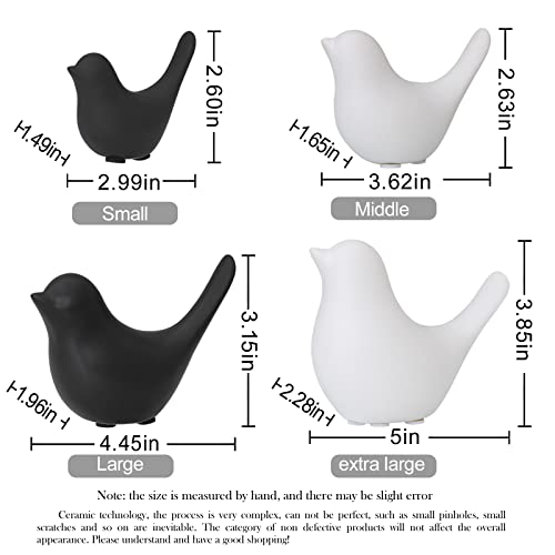 Notakia Small Birds Statues Black Modern Farmhouse Decor Deals, Farmhouse Decor for Kitchen Counter, Bathroom Shelf, Living Room, Office Sculpture, Knick Knacks for Shelves - color: White 2pcs Black 2pcs