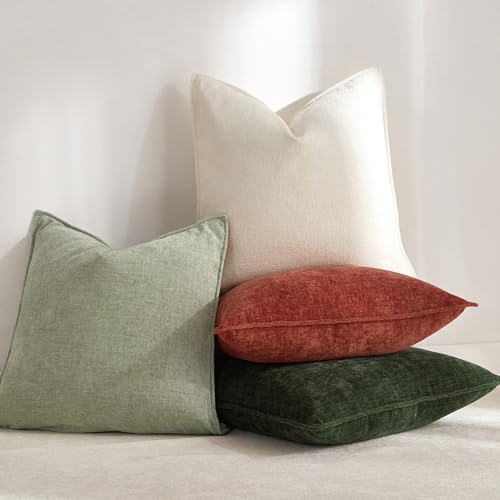 JUSPURBET 12x20 Lumbar Pillow Covers Set of 2 Decorative Throw Pillow Covers Case for Couch Sofa Bed Soft Chenille Cushion Covers with Hidden Zipper for Home Decor Living Room,Cream - color: Cream, size: 20" x 12" (Pack of 2)