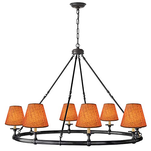 Small Lamp Shade Set of 6 Chandelier Shades 3" X 6" X 5" Burlap Lampshade Clip On Bulb Farmhouse Chandelier Shade - color: Natural