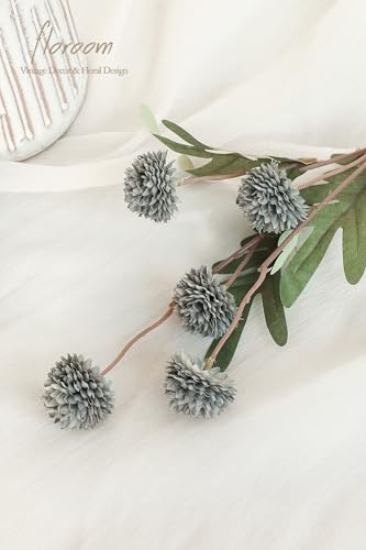 Floroom 5pcs Dusty Sage Green Faux Silk Mums Artificial Flowers, Bulk Fake Small Mini Chrysanthemums with Stems for DIY Wedding Centerpieces Floral Arrangements Vase Fillers Home Decorations - color: Dusty Sage Green, size: 5pcs