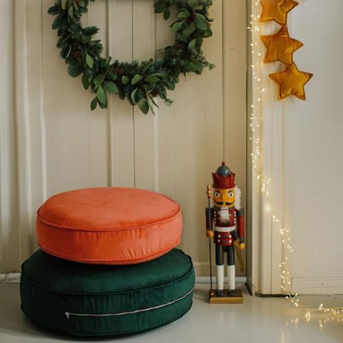 Round Floor Pillow Cover Velvet Throw Seating Pouf Yoga Meditation Cushion Plush Case Reading Room Decor Cover Only (19.7IN, Brick Red) - color: Brick Red, size: 19.7" x 19.7" (Pack of 1)