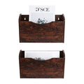 PAG Wall File Holder Wall Mounted Wood Hanging File Organizer for Office, 2 Pockets, Brown - color: Brown