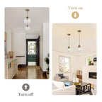 KCO Lighting Brushed Gold Kitchen Pendant Light 7” Modern Clear Glass Globe Pendant Light Brass Dining Room Light Fixture Mid Century Entryway Hanging Light Fixture (2 Pack) - color: Gold+Clear-2PC