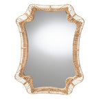 Bali & pari Yusra Natural Rattan Wall Mirror – Handwoven Wicker Frame with Freeform Silhouette, Coastal Boho Wall Decor for Entryway Bedroom or Living Room