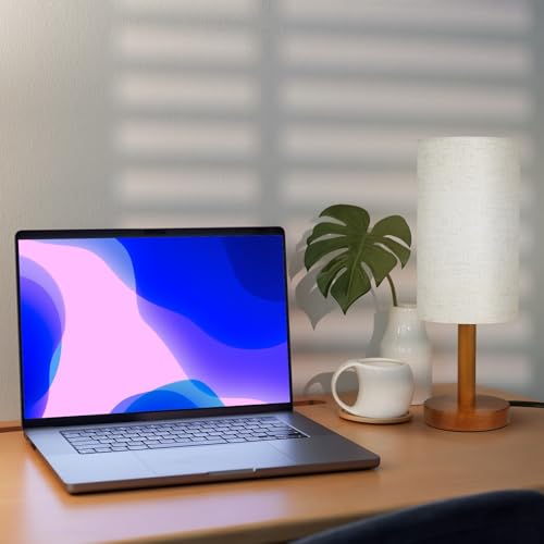 LALISU Small Table Lamp Nightstand Lamp Linen Lampshade Bedroom Wood Base Small Bedside Lamp for Night Stands, Desk Lamps for Reading Living Room, Office (LED Bulb Included) (Rosewood) - color: Rosewood