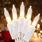 TIGOMOOV 50 Count Mini Clear White Christmas Lights-120V Plug-in End to End Connectable Incandescent String Lights,13FT White Wire -UL Certified Christmas Tree Lights for Indoor Outdoor Holiday Decor