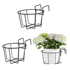 TreeLen 3Pack 10inch Railing Planter Outdoor Balcony Hanging Baskets for Plants Fence Planters Metal Potted Stand Indoor Porch Railing Planters Flower Pot Holder