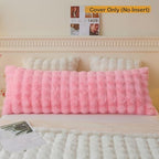 LIFEREVO Fluffy Faux Rabbit Fur Body Pillow Cover, Soft Cute Bubble Waffle Shaggy Plush Bed Body Pillowcase with Zipper Closure, Long 20"x54" Fuzzy Furry Pillow Case for Pregnancy Side Sleeper, Pink - color: Pink
