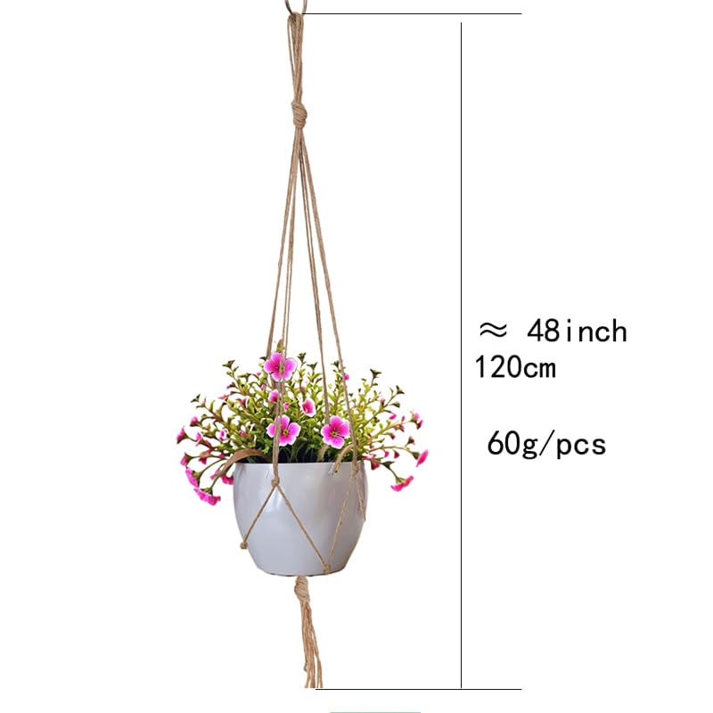2 Pack 47” Macrame Plant Hanger Jute Rope Indoor Hanging Flower Pot Holder Boho Home Decor Planter Basket for Indoor Outdoor Brown (POTS NOT Included)