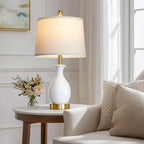 24" Bedside Table Lamp for Bedroom, Modern Classic Ceramic Lamp for Living Room, Small White Table Lamps for Nightstand & End Table (1 Pack) - color: White - 24"H - 1 Pack