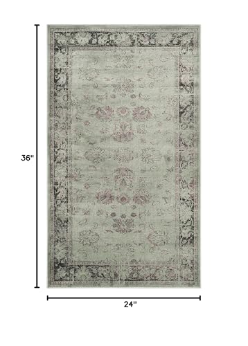SAFAVIEH Vintage Collection Accent Rug - 2' x 3', Spruce & Ivory, Oriental Distressed Viscose Design, Ideal for High Traffic Areas in Entryway, Living Room, Bedroom (VTG117-2111) - color: Spruce/Ivory, size: 2' x 3' (Rectangular)