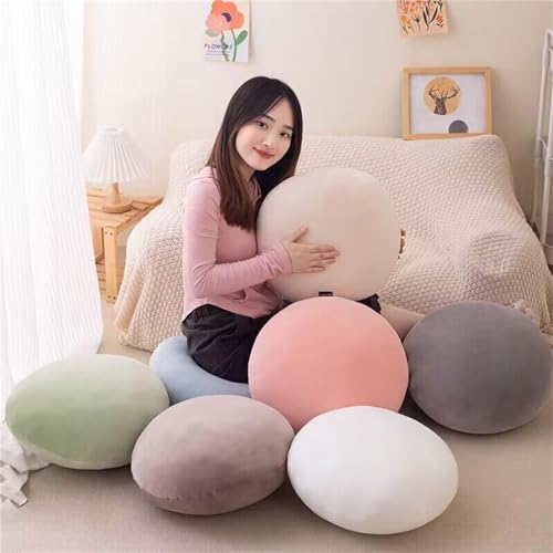 MOJUN Round Throw Pillow, 15.7" Soft Solid Color Round Sofa Lumbar Pillow Floor Pillow Home Decorative Pillow Cushion for Couch Car Living Room Bedroom, Green - color: Green