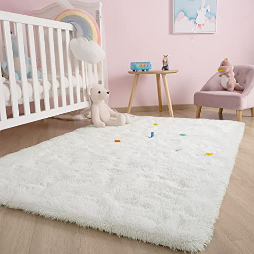 Kelarea Area Rug for Living Room, 4x6 Non-Slip Cream Rug Fluffy Soft Shag Rugs, Fuzzy Shaggy Plush Carpet for Bedroom, Nursery Rooms, Home Dorm - color: Cream White, size: 6' x 4' (Rectangular)