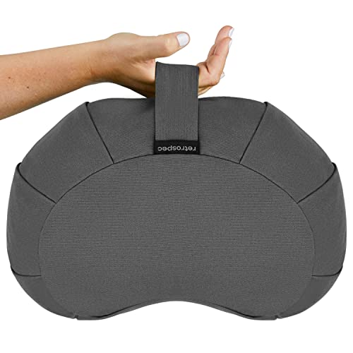 Retrospec Sedona Zafu Meditation Cushion with Buckwheat Hull Fill - Adjustable Yoga & Pilates Equipment Support - 17in Crescent Cotton Cover - color: Stone, size: 1 Count (Pack of 1)
