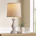 Seealle Farmhouse Table Lamps - 22" Rustic Lamp for Bedroom Living Room, Boho Bedside Lamps for Night Stands End Table Office Desk Lamp Nightstand with Linen Shades(Single) - color: G. Single Antique Grey