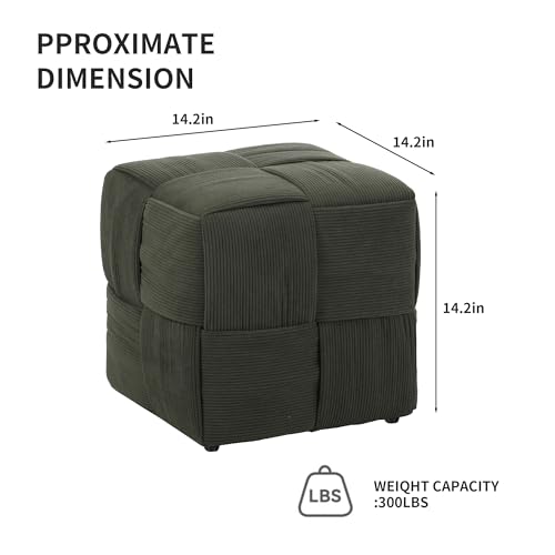 Pouf Ottoman Foot Rest Soft and Comfortable Square Ottoman Square Corduroy Woven Design Sofa Stool (Dark Green, 1) - color: Dark Green