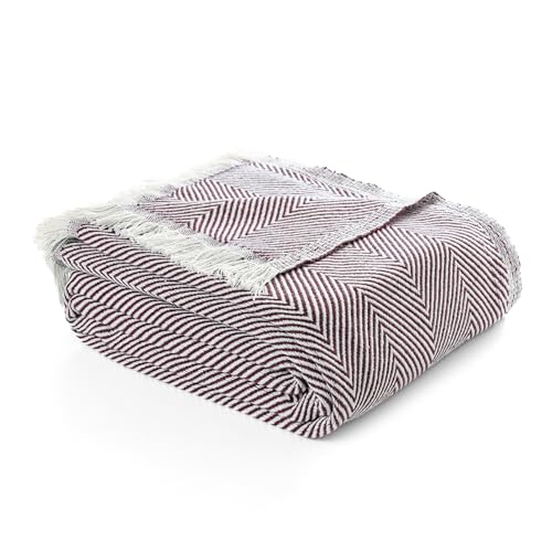 Bed Blanket, Queen Size (79 x 90 Inch), Cotton-Rich Blend, Soft Textured Woven Coverlet, Easycare, Lightweight & Breathable Bed Layering, All Season Bedding, Burgundy - color: Burgundy, size: Queen