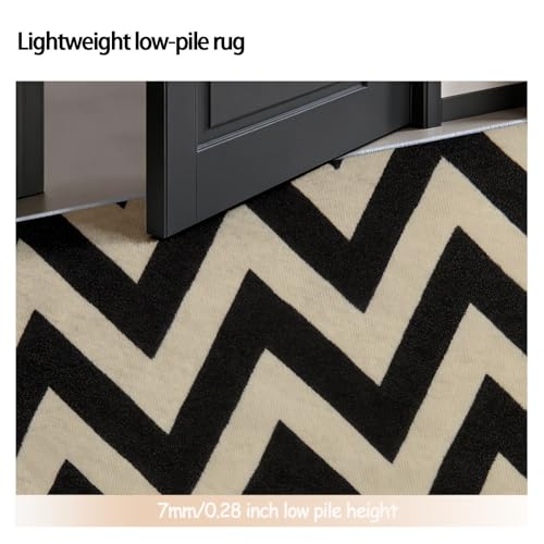 Brown Black Area Rug 3 X 5 ft, Herringbone Stripes Pattern Soft Low Pile Washable Rugs, Simple Theme Non Slip & Shedding Carpet for Bedroom Living Room Playroom Dining Room Nursery - color: Brown Black 9, size: 3' x 5' (Rectangular)
