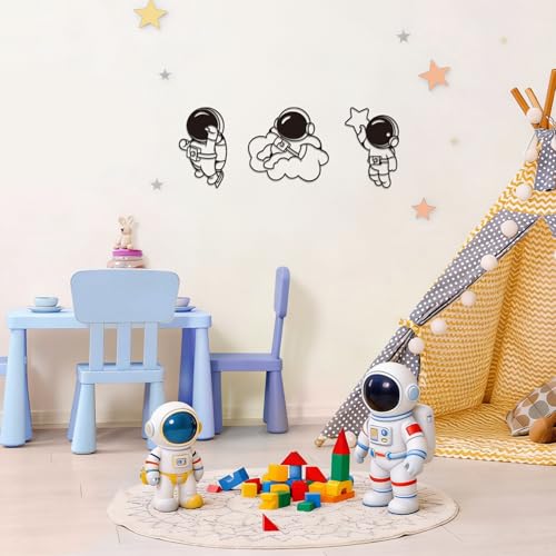 Jasscare Metal Astronaut Wall Art, Set of 3 Iron Spaceman Hanging Decor - Modern Space Theme for Kids Room Bedroom Living Room, Ideal Gift for Space Lovers - color: Astronaut