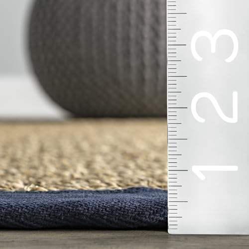 Nuloom Elijah Navy/Natural, 4' x 6', Basketweave, Seagrass, Soft and Textured, High Traffic, Stain Resistant, Easy Clean, Durable Area Rug for Bedroom, Living Room, Dining, Den, Foyer, Entryway - color: Navy, size: 4' x 6' (Rectangular)