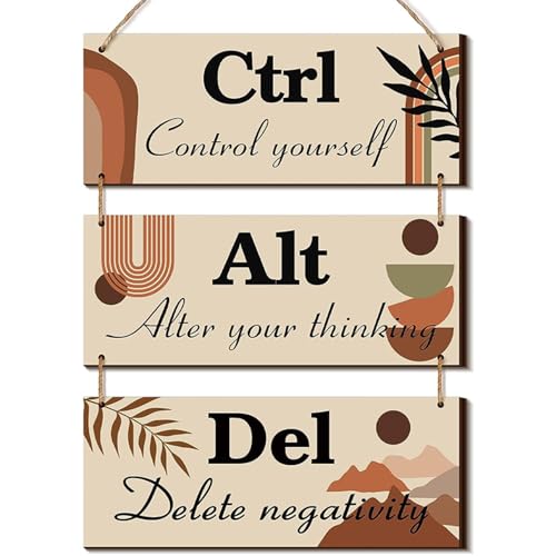 Motivational Wall Decor, 3 Pcs Bohemian Inspirational Wooden Hanging Signs with Sayings Positive Affirmations Wall Art Sayings for Office Dining Hall Living Room Bathroom(Boho)