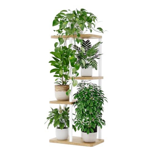 Bamworld Plant Stand Indoor, Corner 4 Tier Metal Plant Shelf for Multiple Plants, Tiered Flower Pot Stands for Patio Garden Balcony Living Room Bedroom, White - color: White, size: 4 Tier