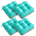 4 Pack 19x19 Inch Shredded Foam Chair Cushions with Straps - All-Season Seat Pads for Indoor/Outdoor Dining, Office, Patio, Kitchen Chairs (Aqua Blue, 19 INCH × 19 INCH) - color: Aqua Blue