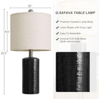 G-SAFAVA 20.5" Small Table Lamps for Living Room Lamp Set of 2 Ceramic Lamps for Bedroom Bedside Lamps Modern Boho Lamps for Night Stands Farmhouse Nightstand Lamp Side End Table Lamp, Black - color: Black