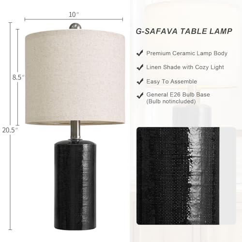 G-SAFAVA 20.5" Small Table Lamps for Living Room Lamp Set of 2 Ceramic Lamps for Bedroom Bedside Lamps Modern Boho Lamps for Night Stands Farmhouse Nightstand Lamp Side End Table Lamp, Black - color: Black