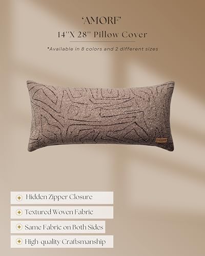 Throw Pillow Covers, Pack of 1 Woven Jacquard Cushion Covers for Sofas, Couches, Bed, Boho Home Decor, Cozy Soft and Comfortable Pillow Cases Bed, Amorf, Brown 14x28 Inch - color: Brown, size: 28" x 14" (Pack of 1)