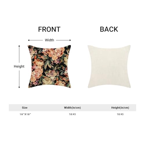Spring Floral Pillow Covers 18x18 Set of 2 Vintage Black Orange Flower Throw Pillow Covers Decoration Summer Flower Pillowcase Farmhouse Decorative Cushion Cover for Home Sofa Outdoor Decor - color: Black Orange Floral-2, size: 18" x 18" (Pack of 2)