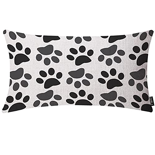 EKOBLA Cute Dog Paw Decorative Square Throw Pillow Covers Animal Footprint Wildlife Cotton Linen Cushion Case for Sofa Couch 12x20 Inches Men Women Boys Girls - color: Multi-bs15, size: 20" x 12" (Pack of 1)