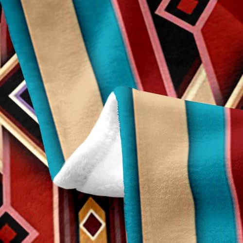 Aztec Bed Blanket Twin Size, Ethnic Tribal Arrow Flannel Fleece Blanket, Vintage Southwestern Native Bohemian Throw Blanket, Western Star Exotic Geometric Diamond Fuzzy Sherpa Blanket Room Decor - color: Multi 03, size: Twin