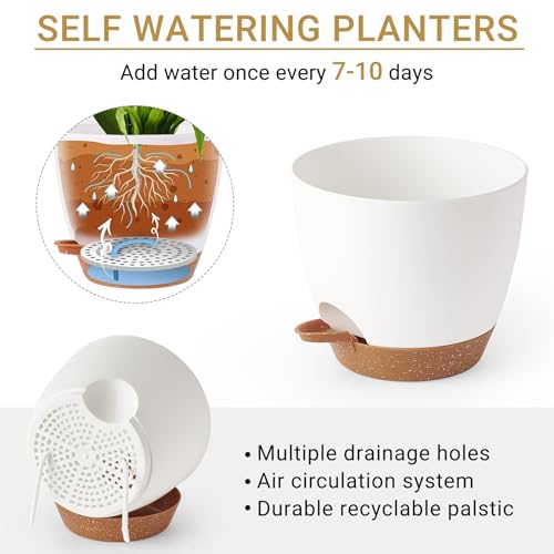 Mkono 3 Pack Hanging Planters for Indoor Plants with Self Watering, Outdoor Hanging Plant Pots with 35"/29"/23" Macrame Plant Hangers, 2 Types of Hanging Baskets for Garden Home Decor - color: Ivory