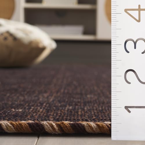 SAFAVIEH Montauk Collection Accent Rug - 2' x 3', Brown & Black, Handmade Flat Weave Cotton Corner Tassel, Ideal for High Traffic Areas in Entryway, Living Room, Bedroom (MTK150T) - color: Brown/Black, size: 2' x 3' (Rectangular)