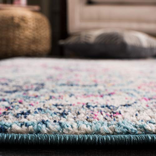 SAFAVIEH Madison Collection Runner Rug - 2'3" x 6', Navy & Teal, Boho Chic Distressed Design, Non-Shedding & Easy Care, Ideal for High Traffic Areas in Living Room, Bedroom (MAD611N) - color: Navy/Teal, size: 2'3" x 6' (Runner)