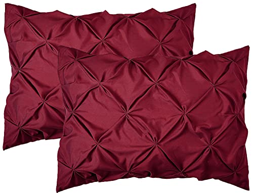 Elegant Comfort 2-Pack Sham Set Pinch Pleat Design, 1500 Premium Hotel Quality Microfiber, Stylish Design-Easy Care, Wrinkle and Stain Resistant, 2-Piece Sham Set, Pleated Standard/Queen, Burgundy - color: Burgundy, size: 26" x 20" (Pack of 2)