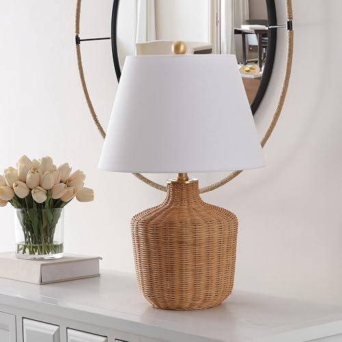 SAFAVIEH Lighting - Saolia 22-Inch Rattan Table Lamp - Brown - Coastal Woven Body Design - Ideal for Living Room, Bedroom, Entryway, Home Office - LED Bulb Included (TBL4467A)