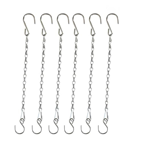 Chain for Hanging Plants,11 Inch Silver Hanging Chain, Small Hanging Basket Chain Kits with Hooks for Bird Feeder Plant Extender Porch Wind Chime (Silver, 11 Inch-6PCS) - color: Silver, size: 11 Inch-6PCS