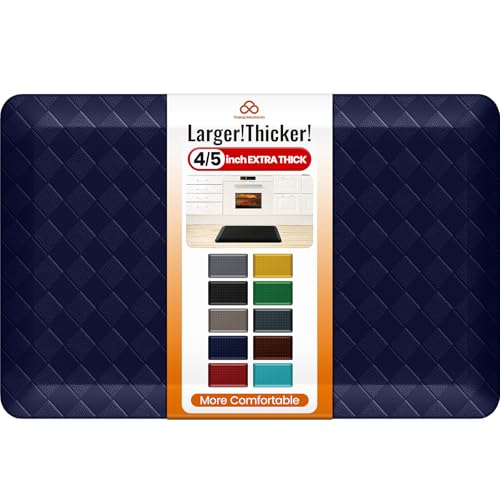 4/5 Inch Extra Thick Kitchen Mats for Floor,Non Slip Anti Fatigue Kitchen Rugs,Waterproof Stain Resistant Sink Mat,Cushioned Standing and Comfort Mats for Office (17"x24" Blue) - color: Blue, size: 24"L x 17"W x 0.8"Th