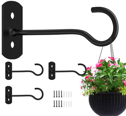 6in Hanging Plant Hooks 4Pack Ceiling Hooks for Plants, Indoor & Outdoor Decoration, Black - color: Black, size: 6In 4Pack