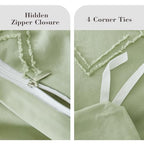 EMME Boho Duvet Cover Twin Size Sage Green - 2 Pieces Soft & Breathable Tufted Shabby Chic Embroidery Bedding for All Seasons, 1 Duvet Cover with 1 Pillow Shams & Zipper Closure (Sage Green, Twin) - color: 25 - Sage Green, size: Twin(68"×90")