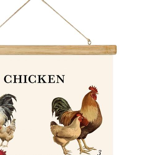 ABoby Vintage Illustrated Chicken Breeds Posters - Farmhouse Wall Art - Retro Style Wall Decor Painting with Wood Frames - Ready to Hang - color: Chicken