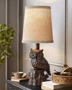 G-SAFAVA 14.25" Small Table Lamp for Living Room Farmhouse Bedside Resin Single Lamp with Brown Owl Lamp Shape for Bedroom Retro Rustic Nightstand Lamp - color: ‏‏‎ ‎‏‏‎ ‎Brown