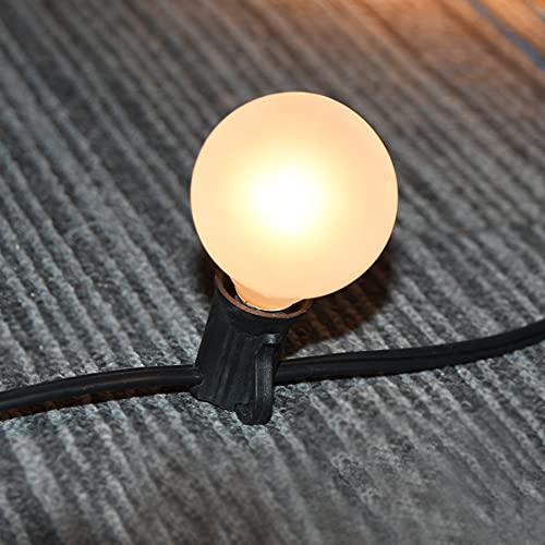SUNSGNE 25Ft Outdoor Patio String Lights G40 with 27 Frosted White Globe Bulbs, Waterproof Connectable Hanging String Lights for Backyard Porch Balcony Party Christmas Decor, 5 Watt, Black Wire - color: Frosted White-Black, size: 25 Ft