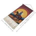 QMNBTES West Cowboy Wall Tapestry with Tassels Long Tapestry Wall Hanging Vertical Custom Tapestries Aesthetic Hanging Tapestries Boho Wall Art Decoration for Bedroom Living Room Dorm 19.6x10 Inch